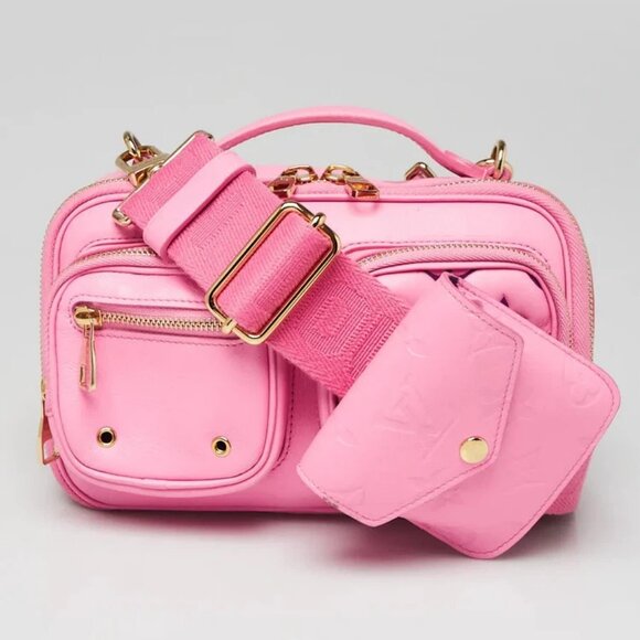 Louis Vuitton Rose/Violet Calfskin Embossed Monogram Vuittamins Utility Bag - Picture 1 of 10